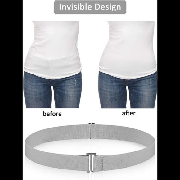 4 Pack Women No Show Invisible Belt Elastic Stretch Waist Belt with Flat Buckle main image 5